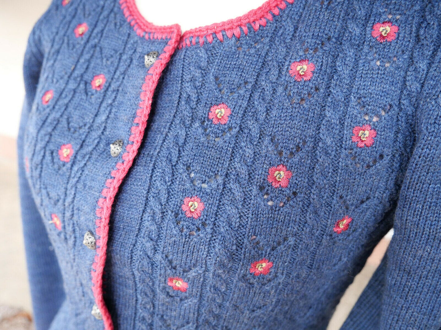 Trachten Jacke, Spieth & Wensky, Nostalgie, jeansblau/Himbeer Jacke Spieth & Wensky