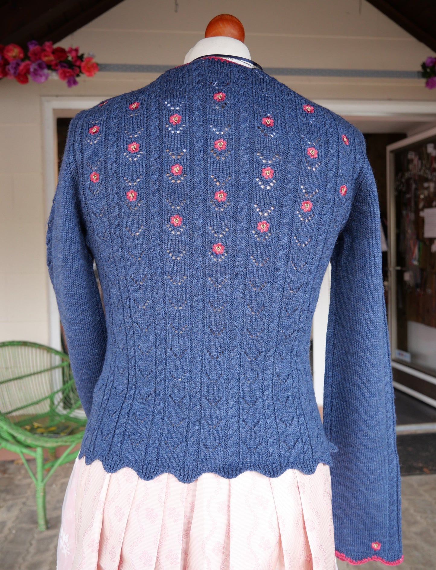 Trachten Jacke, Spieth & Wensky, Nostalgie, jeansblau/Himbeer Jacke Spieth & Wensky
