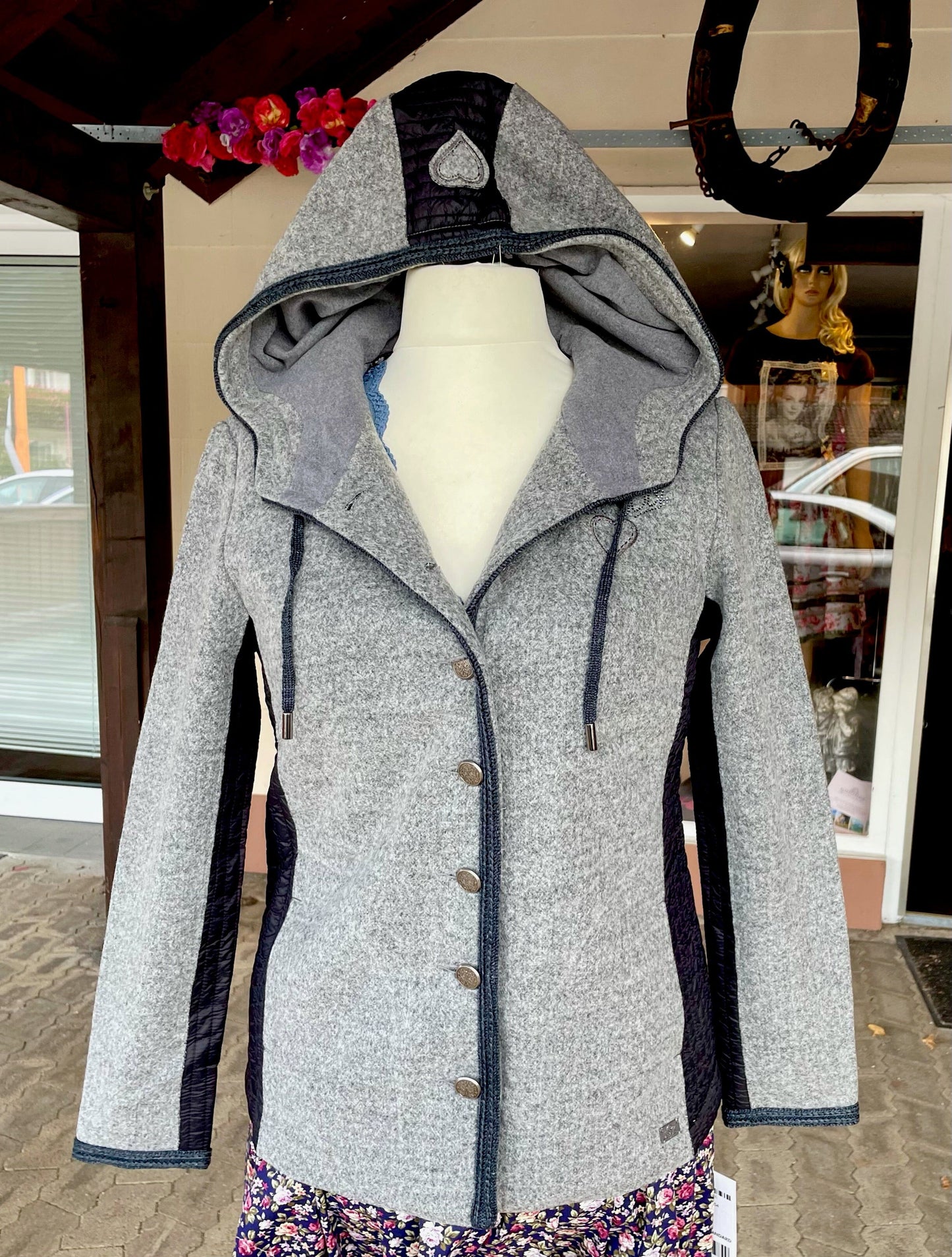 Trachten Jacke, Spieth & Wensky, Sabine, grau/schwarz, Walkoptik Jacke Spieth & Wensky