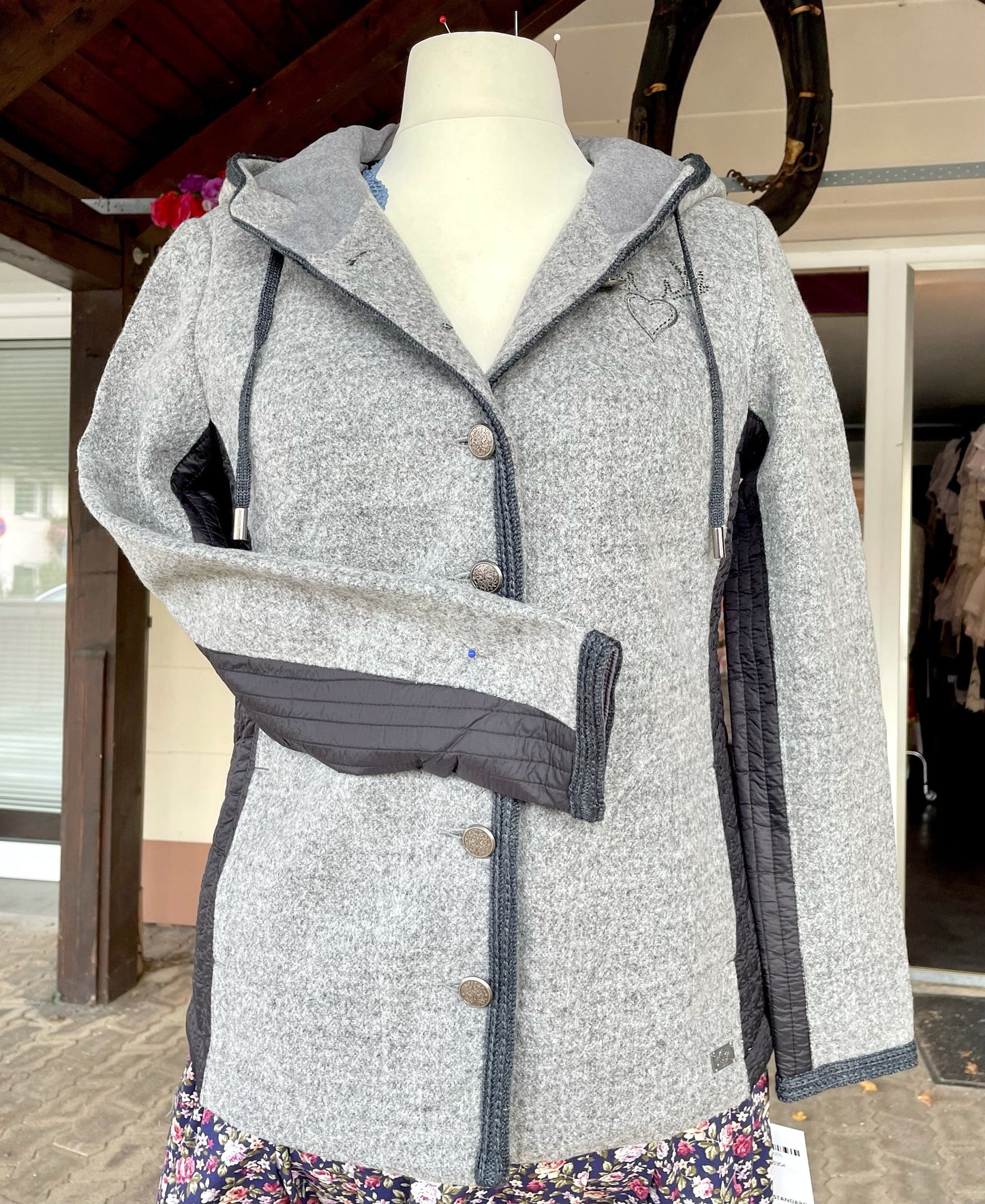 Trachten Jacke, Spieth & Wensky, Sabine, grau/schwarz, Walkoptik Jacke Spieth & Wensky