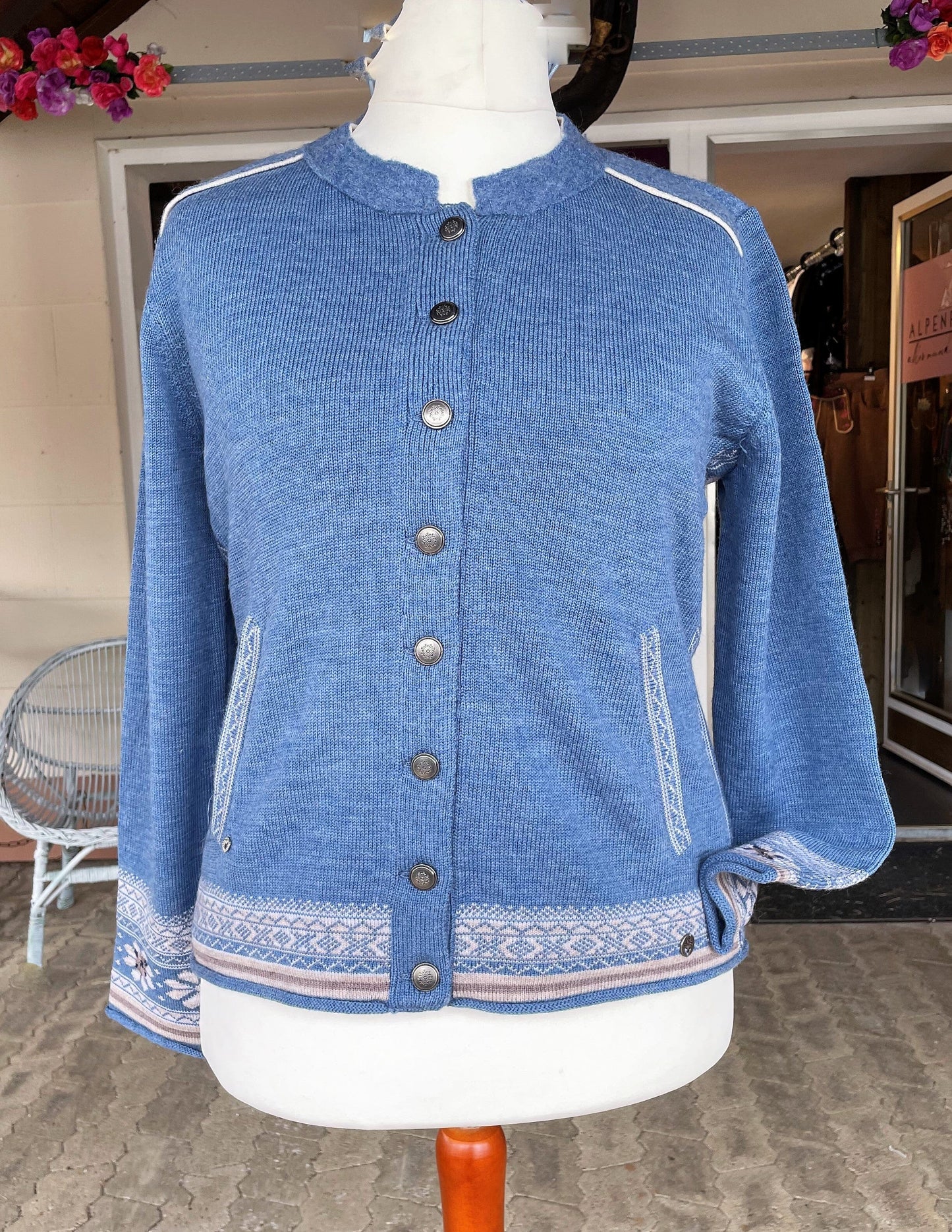 Trachten Jacke, Spieth & Wensky, Warja, Strickjacke, Übergrößen, blau Jacke Spieth & Wensky