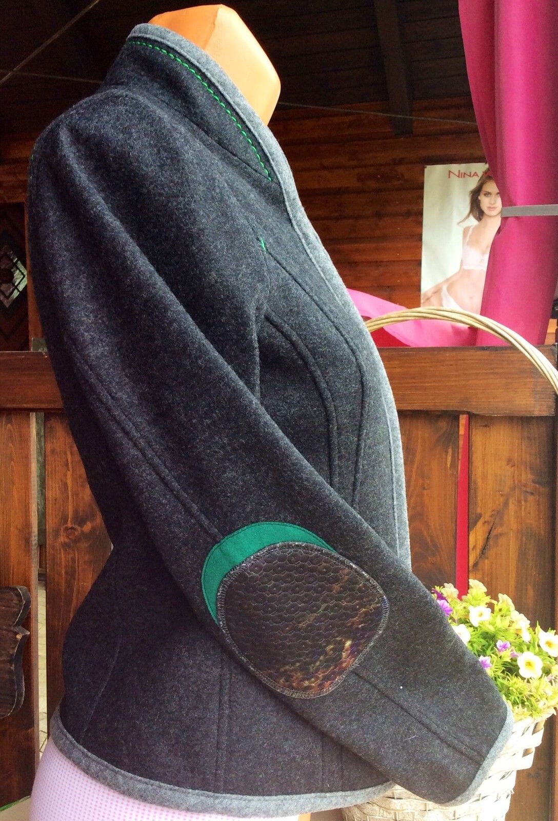 Trachten Jacke, von&zu Basset, grau, anthrazit, Walkjacke Jacke von&zu Basset