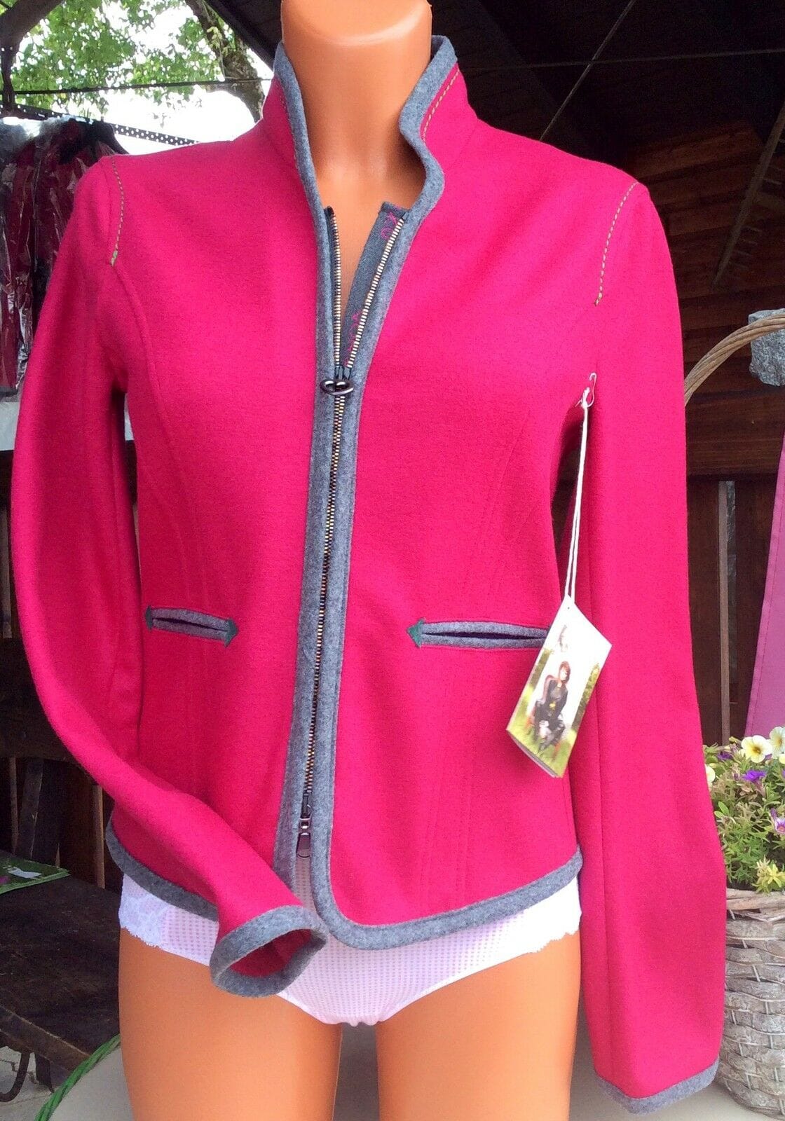 Trachten Jacke, von&zu Basset, grau, pink, Walkjacke Jacke von&zu Basset
