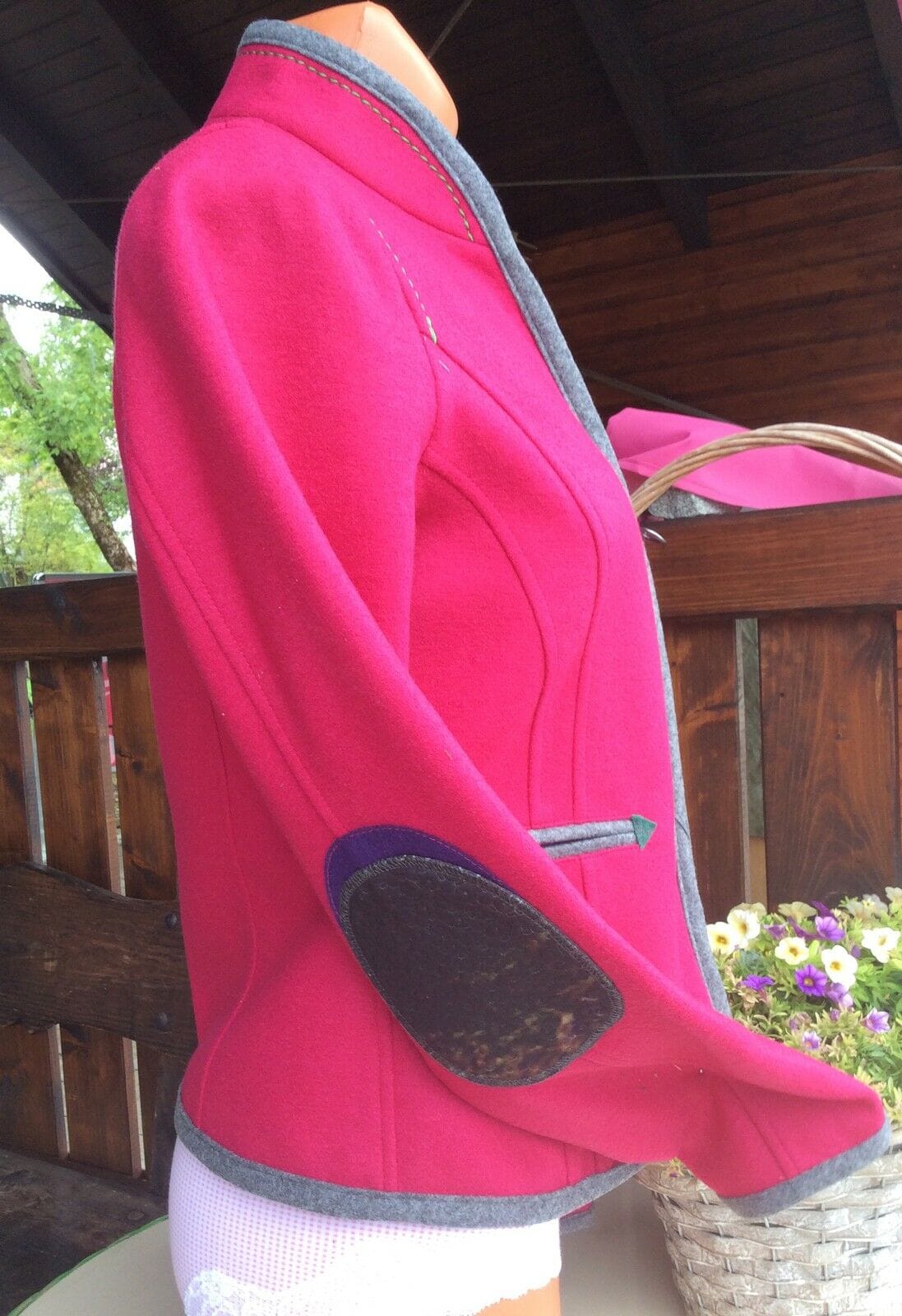 Trachten Jacke, von&zu Basset, grau, pink, Walkjacke Jacke von&zu Basset