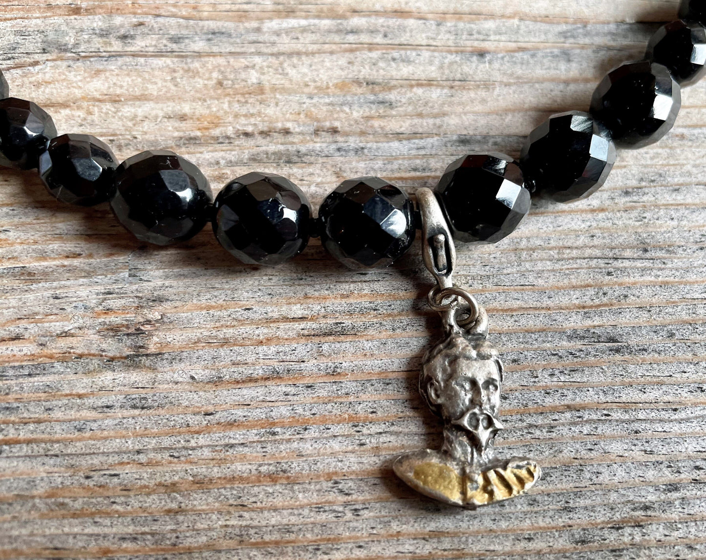 Trachten Kette Collier, König Ludwig schwarz, Perlen Kette Alpenwahn