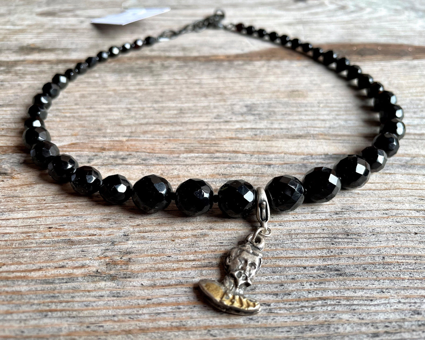 Trachten Kette Collier, König Ludwig schwarz, Perlen Kette Alpenwahn