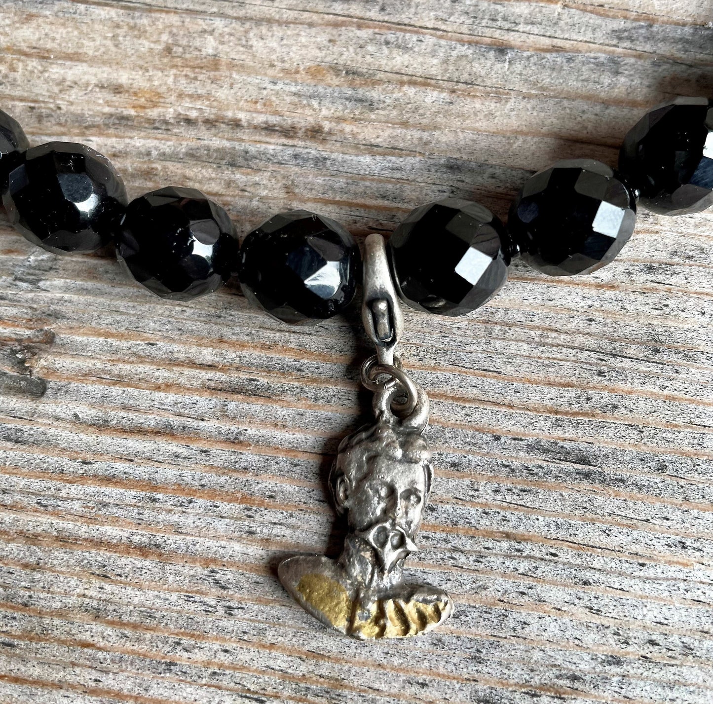 Trachten Kette Collier, König Ludwig schwarz, Perlen Kette Alpenwahn