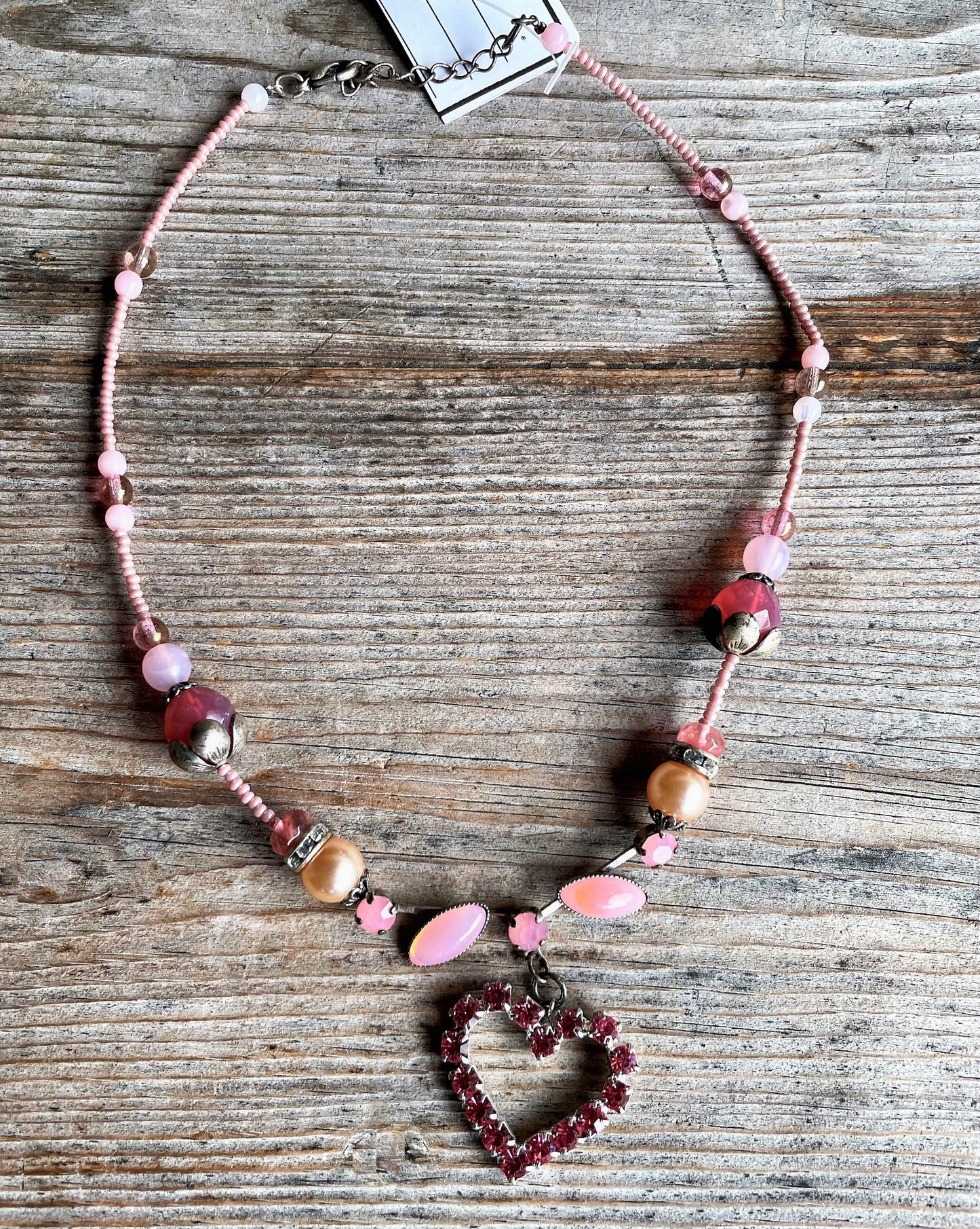 Trachten Kette Collier, rosa, pink, Herz, Perlen Kette Alpenwahn