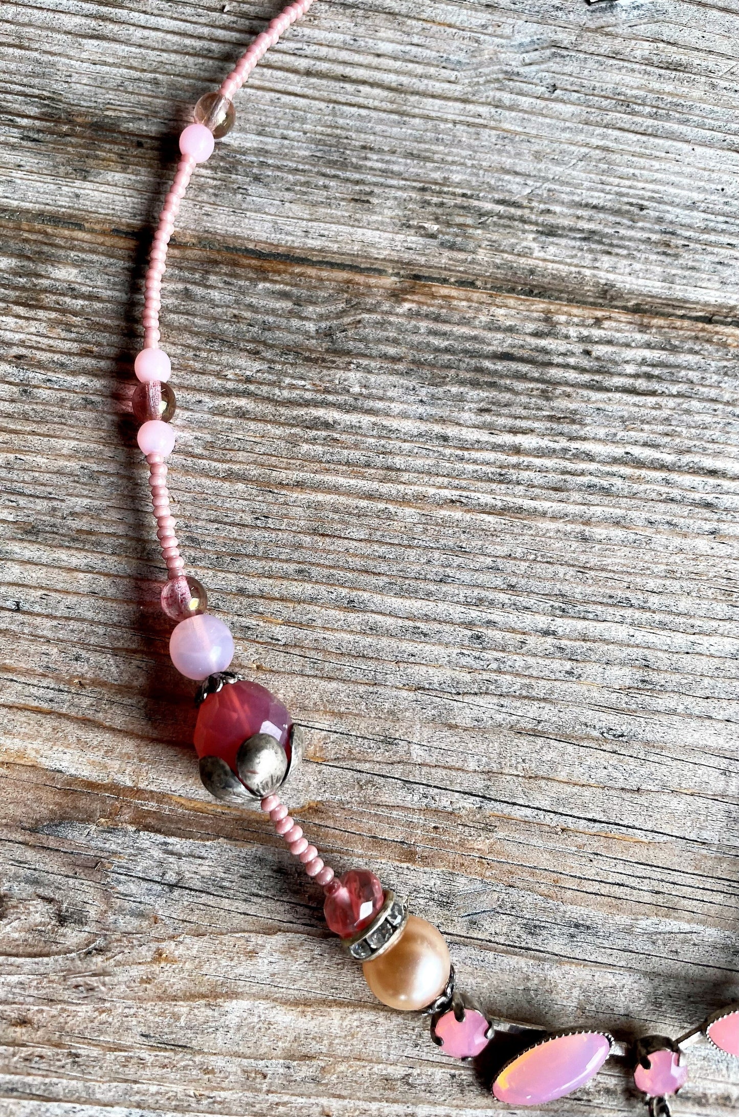 Trachten Kette Collier, rosa, pink, Herz, Perlen Kette Alpenwahn