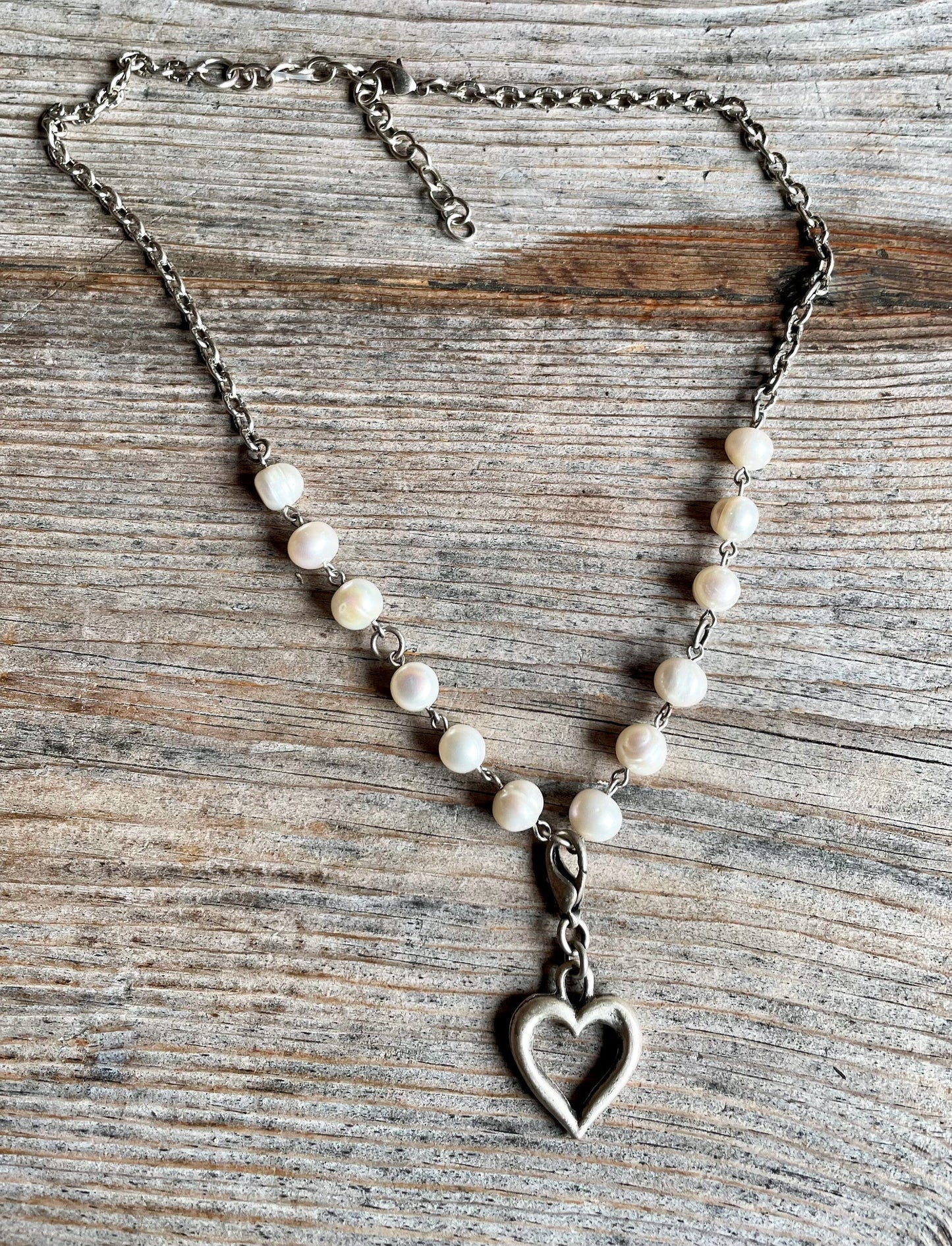 Trachten Kette Collier, Süßwasser Perlen, Herz Kette Alpenwahn