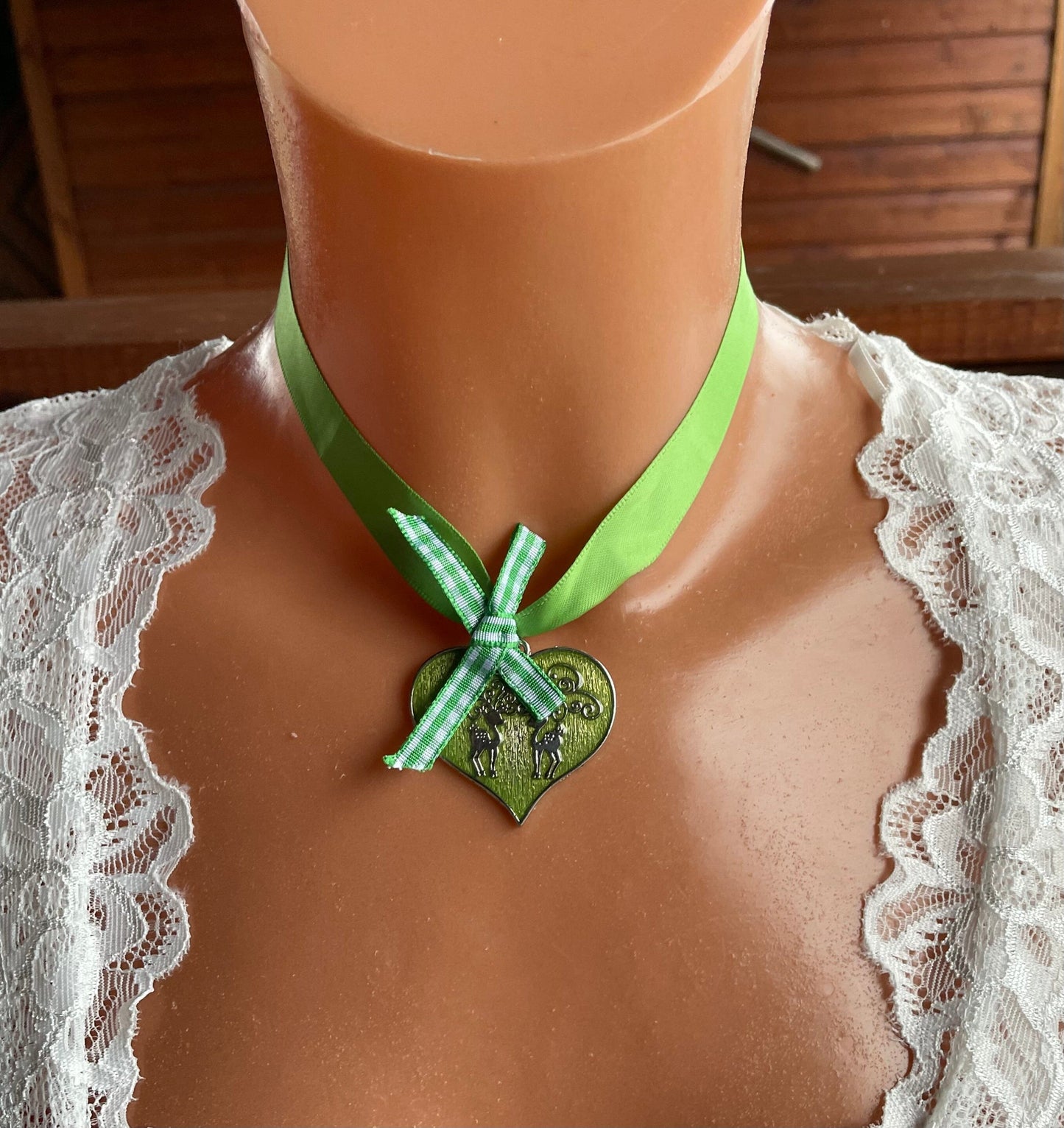 Trachten Kette Kropfband, Krüger, Satin Herz,versch. Farben Kette Krüger