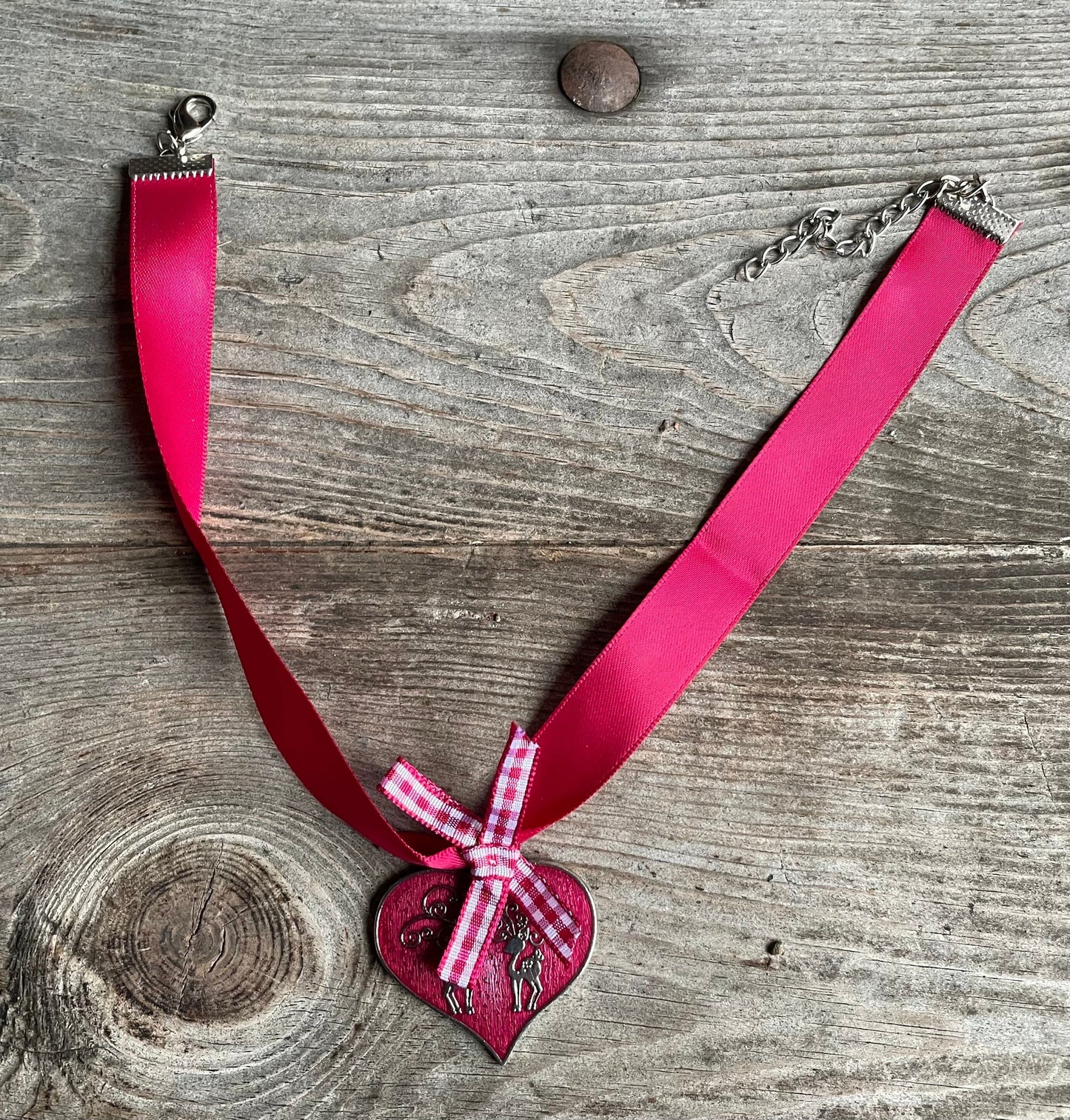 Trachten Kette Kropfband, Krüger, Satin Herz,versch. Farben Kette Krüger