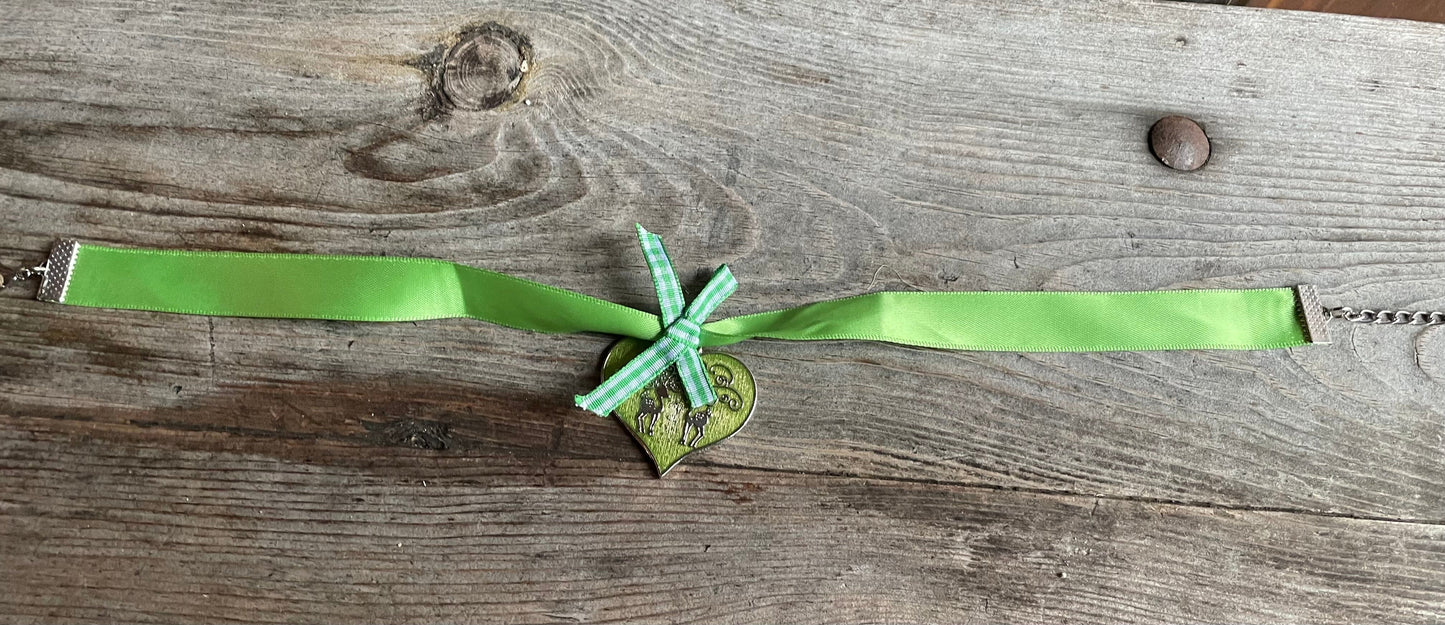 Trachten Kette Kropfband, Krüger, Satin Herz,versch. Farben Kette Krüger