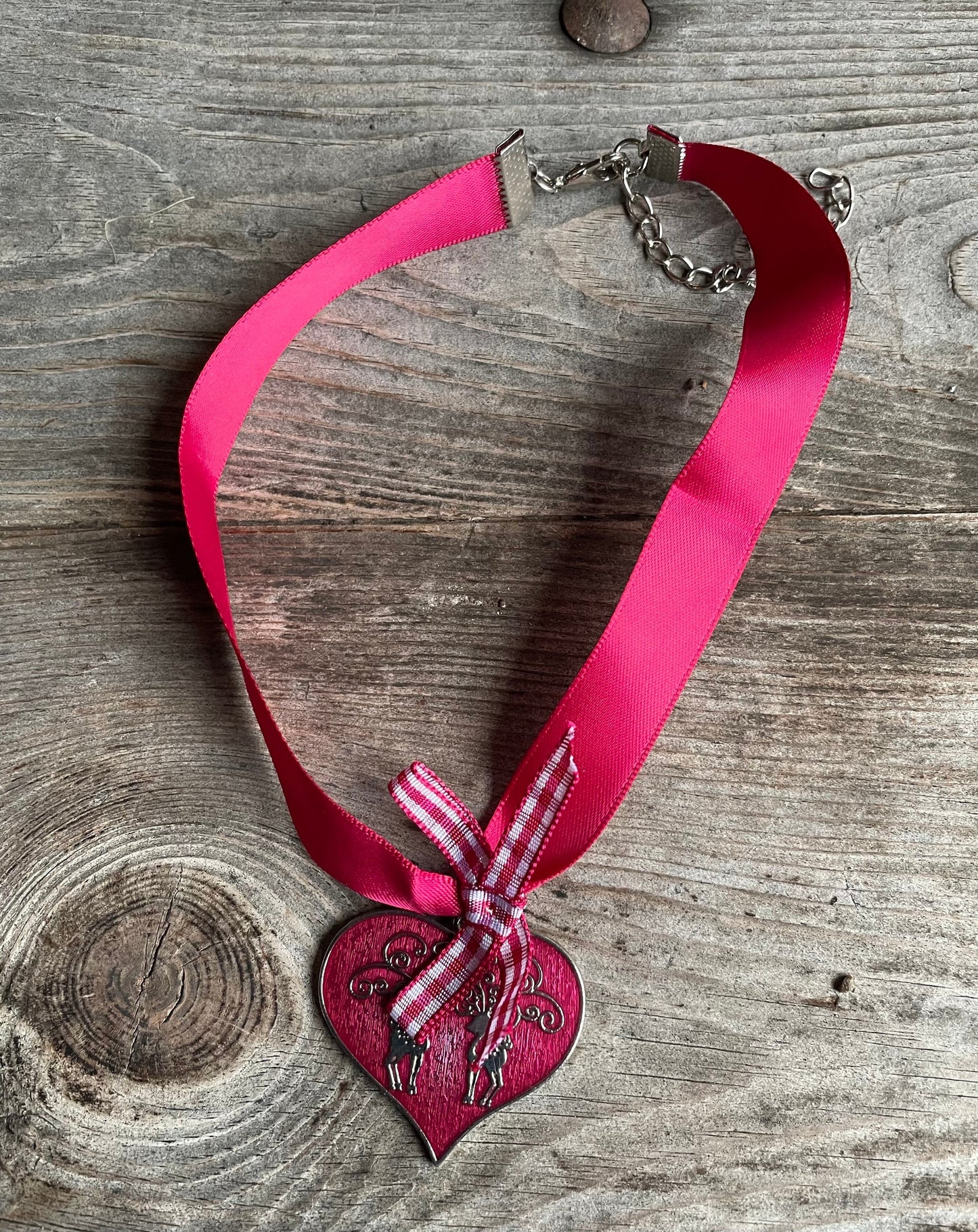 Trachten Kette Kropfband, Krüger, Satin Herz,versch. Farben Kette Krüger