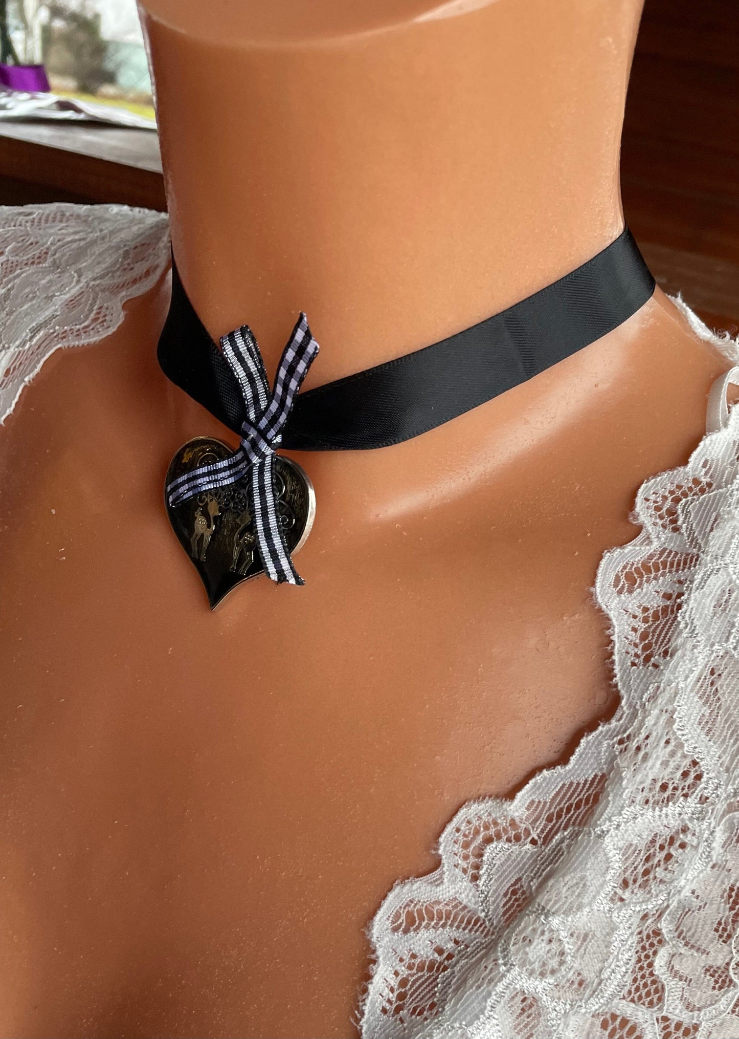 Trachten Kette Kropfband, Krüger, Satin Herz,versch. Farben Kette Krüger