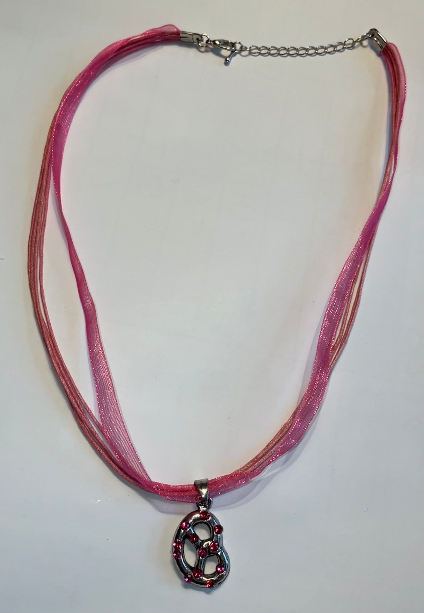 Trachten Kette mit Breze und Strass, verschiedene Farben Kette Alpenfunkeln pink