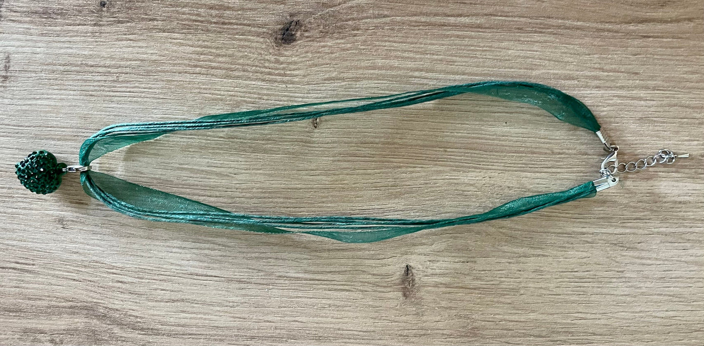 Trachten Kette mit Herz und Strass, verschiedene Farben Kette Alpenfunkeln petrol