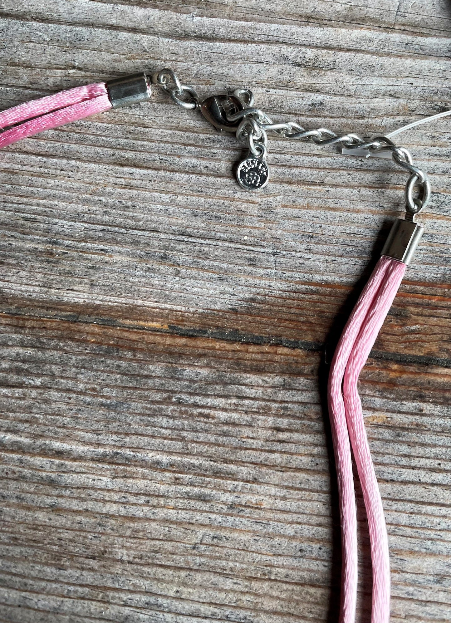 Trachten Kette rosa Satinband mit Swarowski Herz Kette Alpenwahn