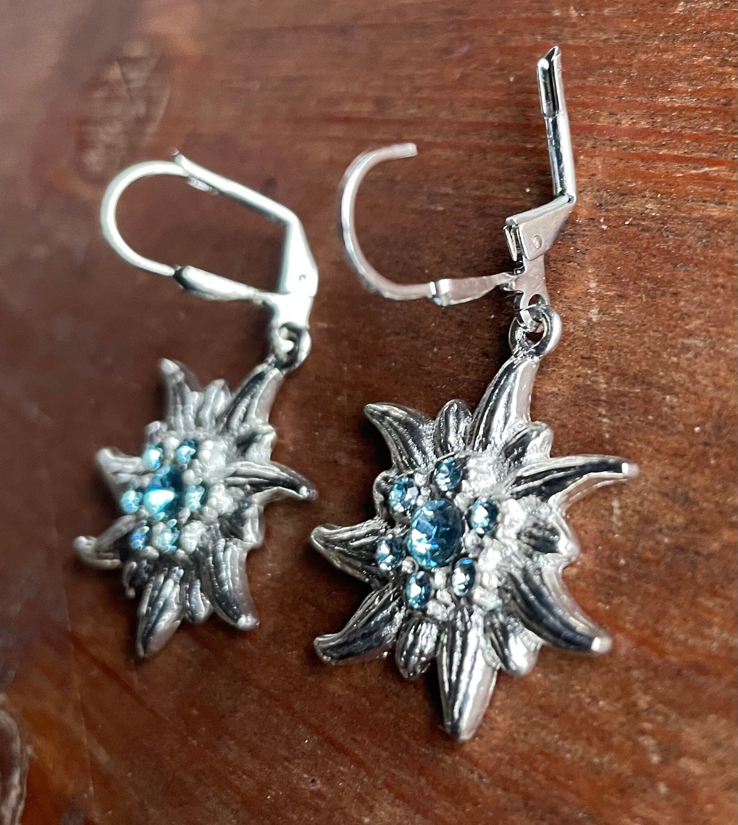 Trachten Ohrringe, Ohrhänger Edelweiß, Swarovski verschiedene Farben Ohrringe Pfronten Schmuck