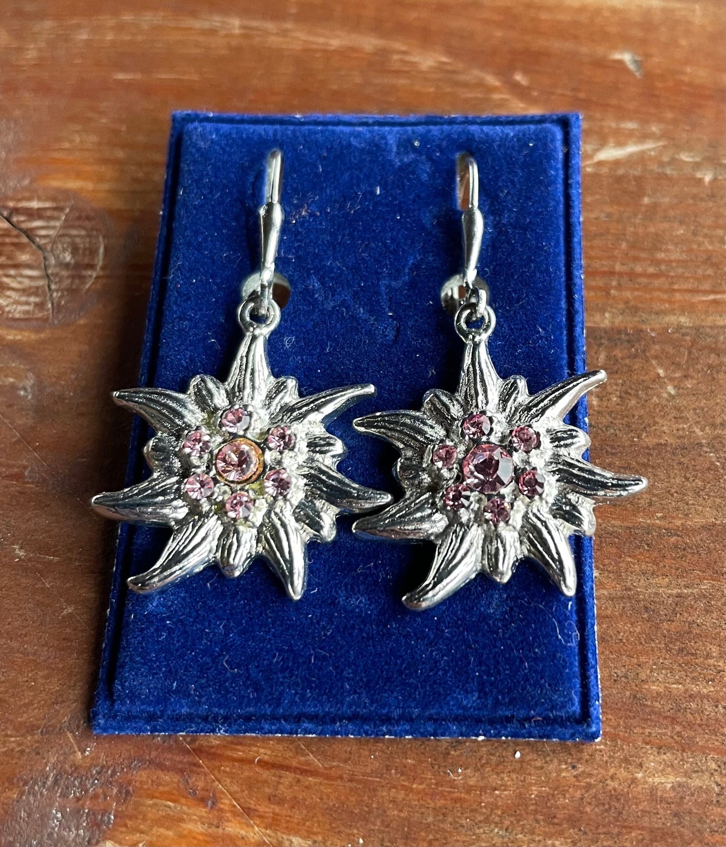 Trachten Ohrringe, Ohrhänger Edelweiß, Swarovski verschiedene Farben Ohrringe Pfronten Schmuck