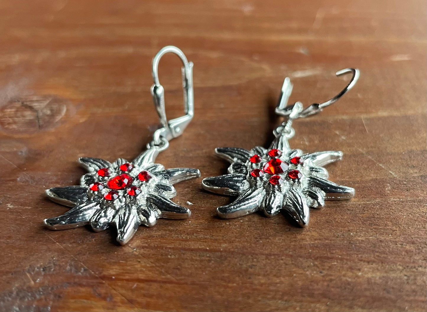 Trachten Ohrringe, Ohrhänger Edelweiß, Swarovski verschiedene Farben Ohrringe Pfronten Schmuck