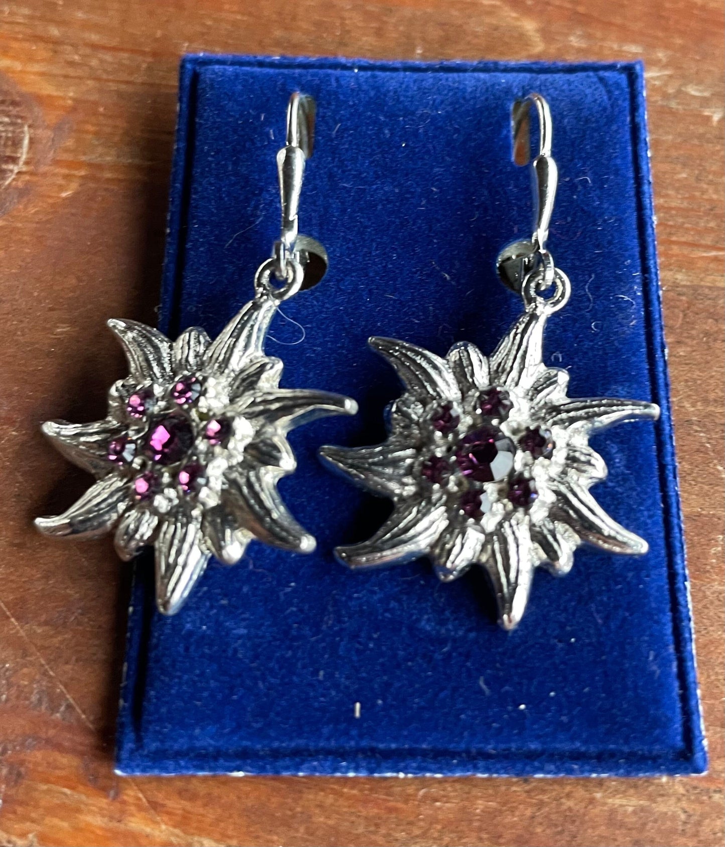Trachten Ohrringe, Ohrhänger Edelweiß, Swarovski verschiedene Farben Ohrringe Pfronten Schmuck
