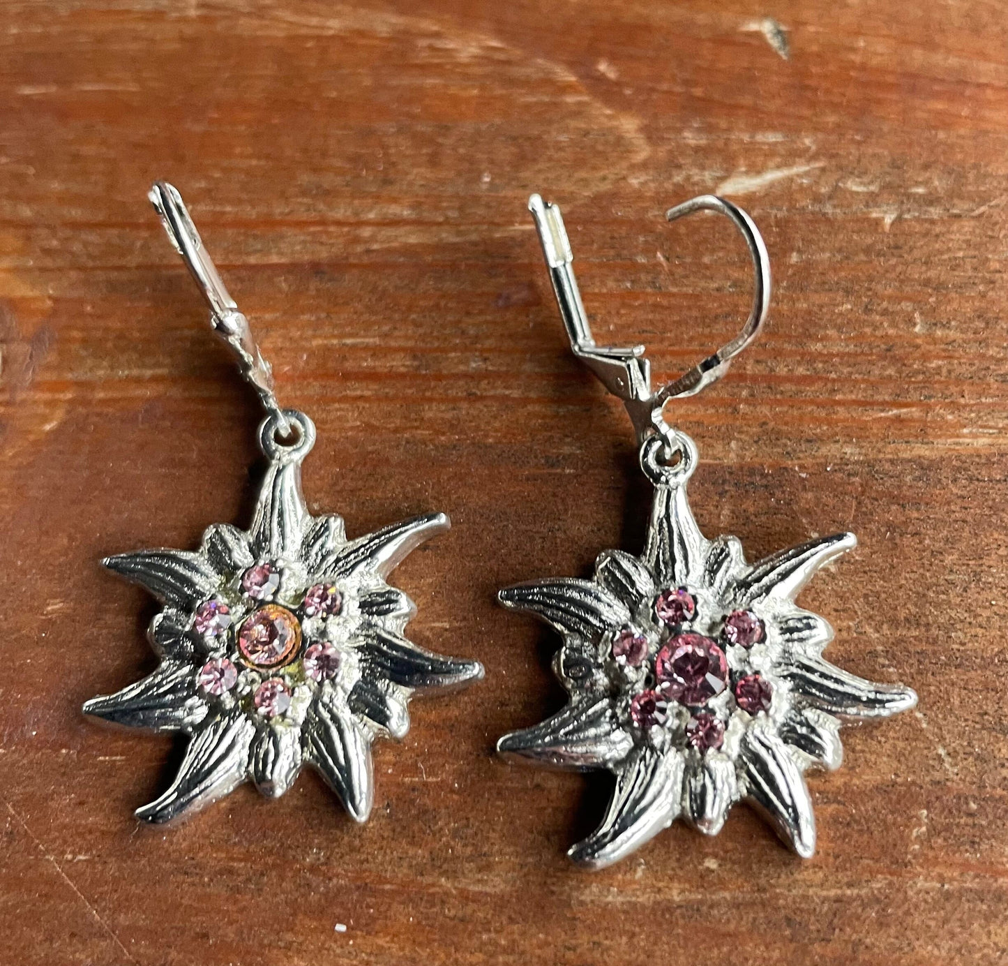 Trachten Ohrringe, Ohrhänger Edelweiß, Swarovski verschiedene Farben Ohrringe Pfronten Schmuck