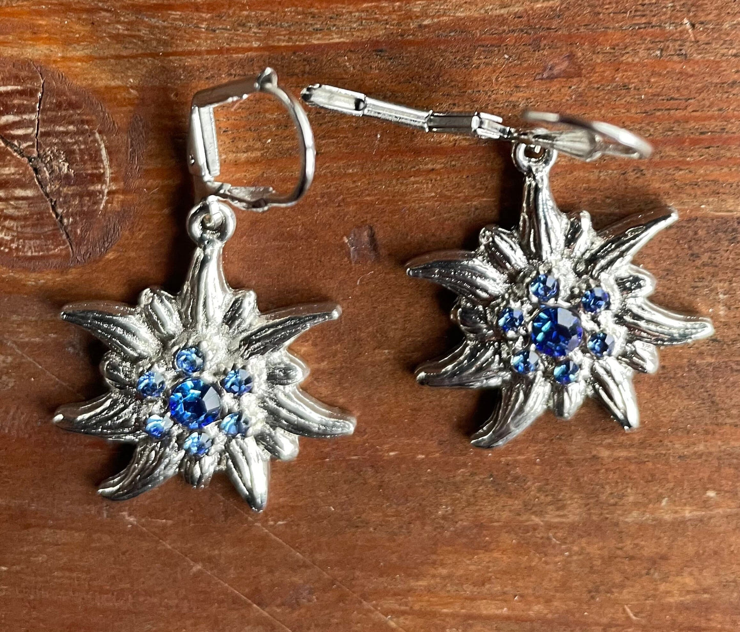 Trachten Ohrringe, Ohrhänger Edelweiß, Swarovski verschiedene Farben Ohrringe Pfronten Schmuck