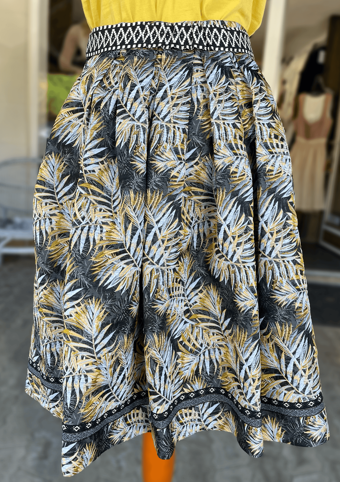 Trachten Rock Midi, Judika, schwarz, silber, gelb Krüger Collections Rock Krüger