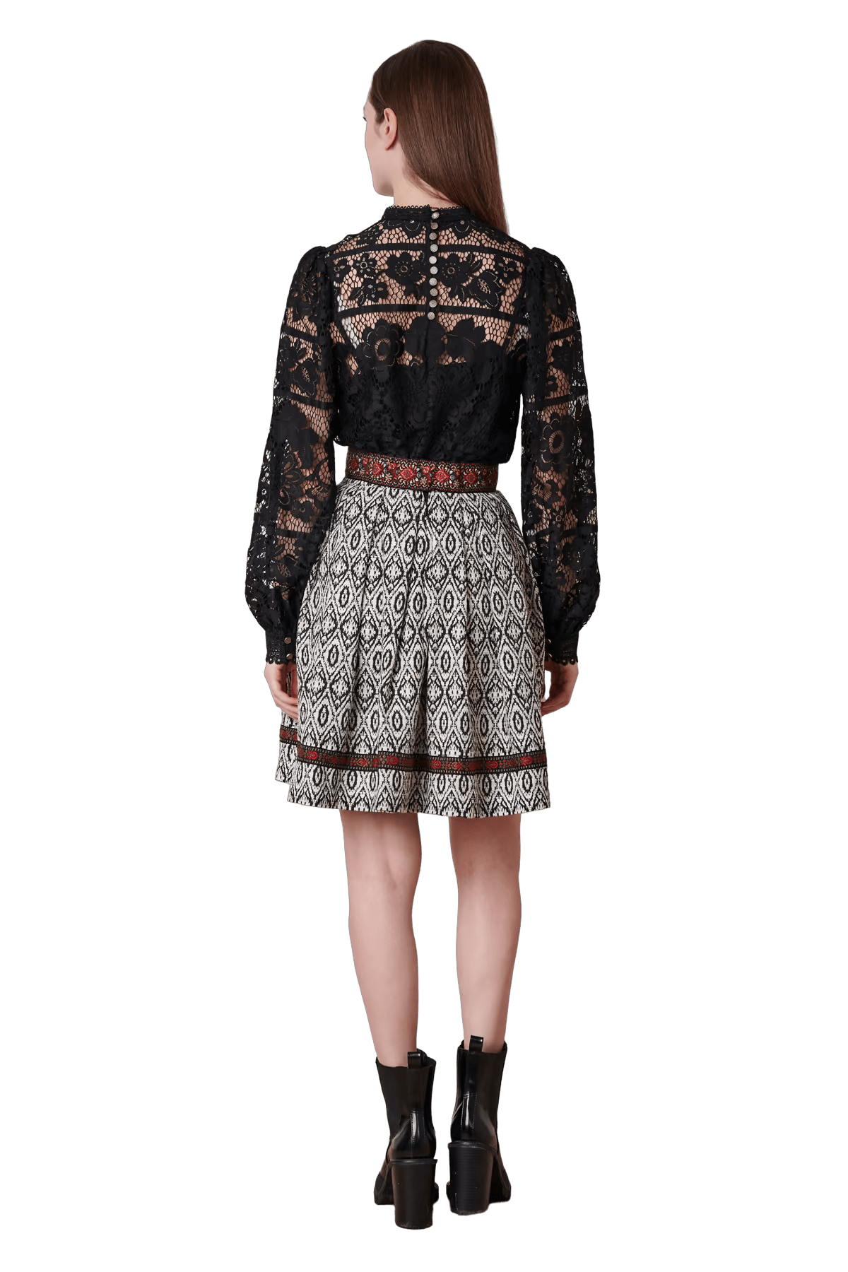 Trachten Rock Midi, Phemia, schwarz, weiß, Krüger Collections Rock Krüger