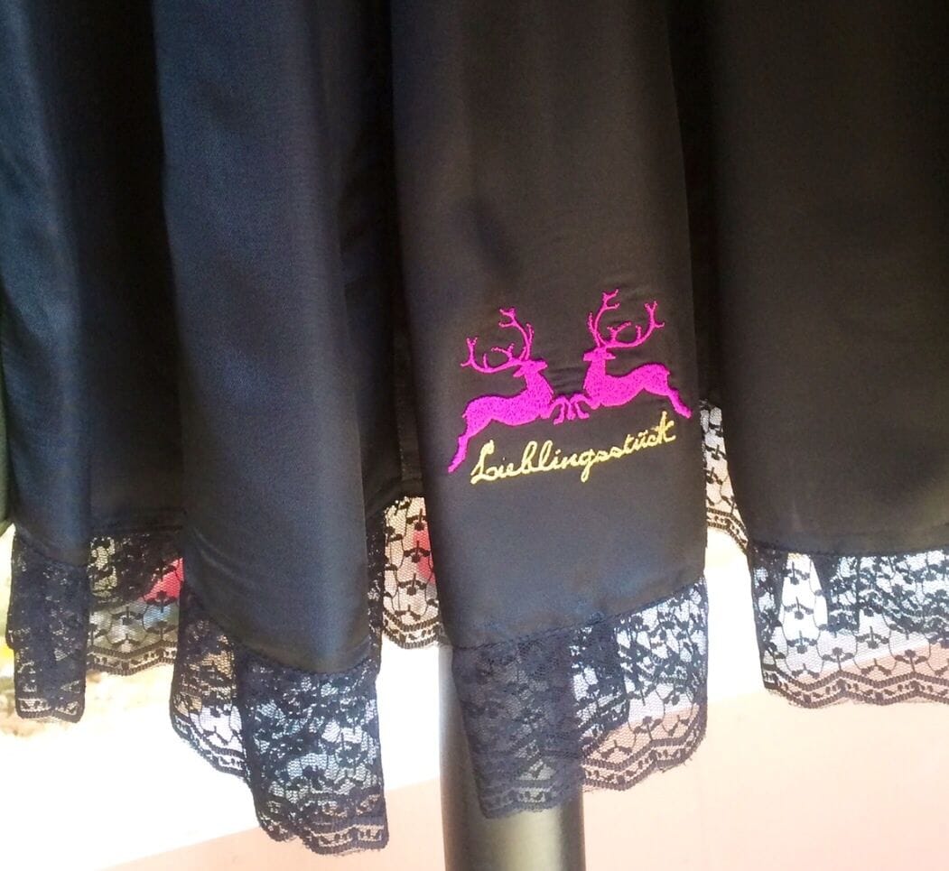 Trachten Rock Wiesnkönig, grün, pink, Midi Rock Wiesnkönig