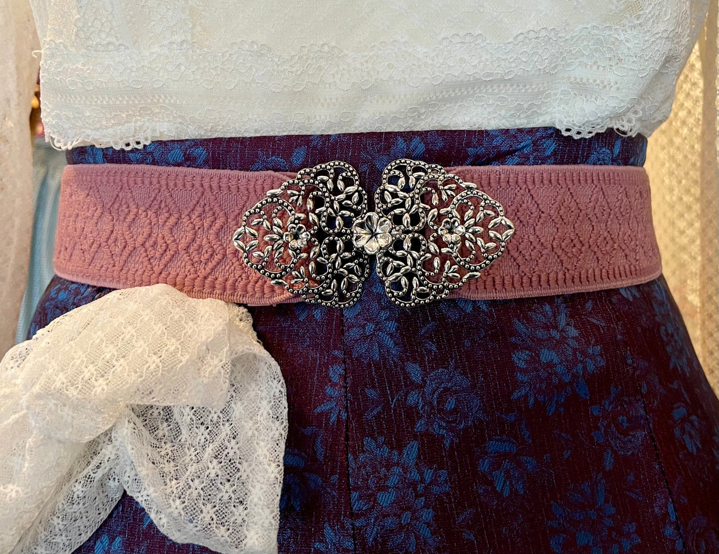 Trachten Stretch Gürtel, rosa silber, 4 cm Gürtel Eigenmarke