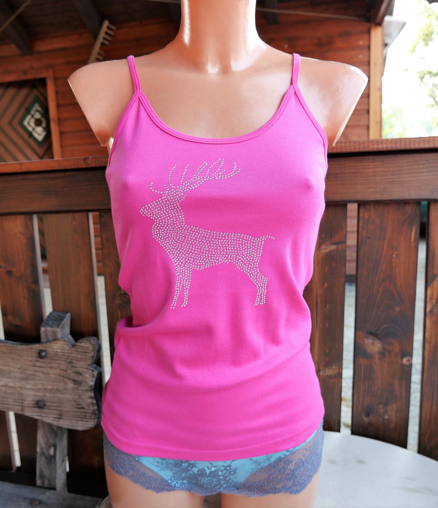 Trachten T-Shirt, Träger Top, Tu Felix Austria, Pink, Hirsch Shirt Tu Felix Autria