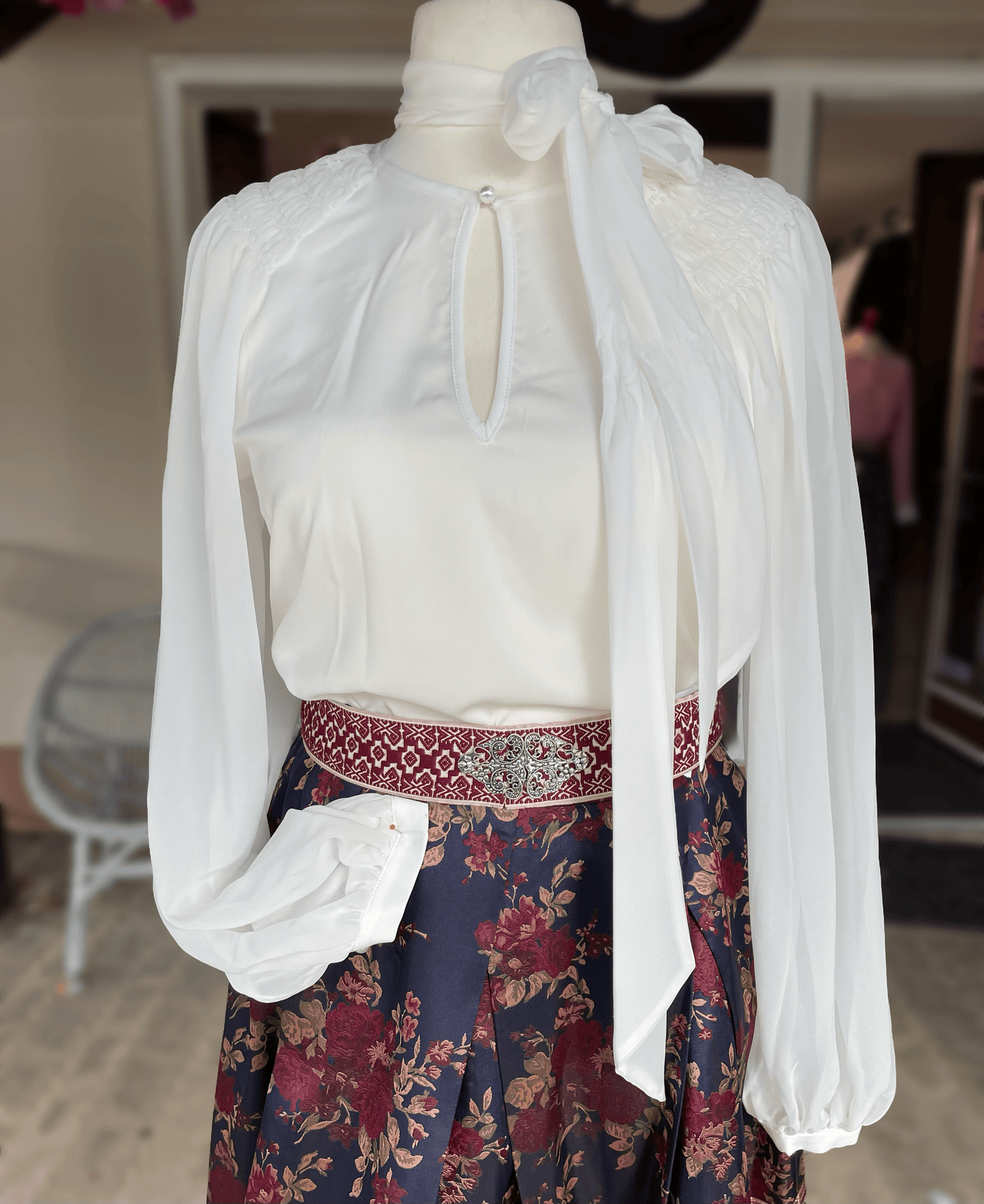 Trachtenbluse, Krüger Collections, Langarm, Beatrice, ecru Bluse Krüger