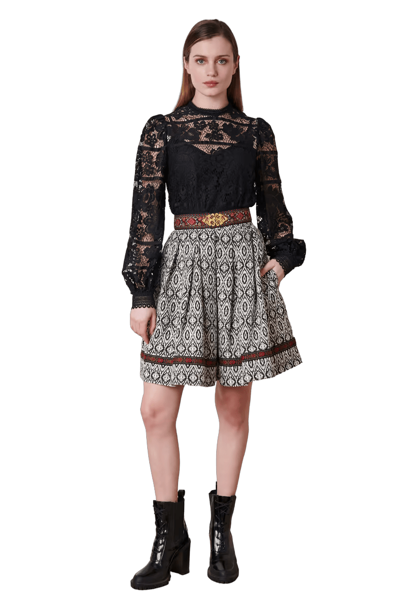 Trachtenbluse, Krüger Collections, Langarm, Spitze, schwarz, Loredina Bluse Krüger