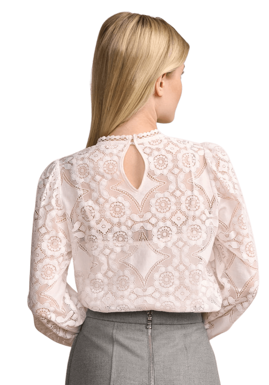 Trachtenbluse, Krüger, Langarm, Aruna, ecru, Spitze Bluse Krüger