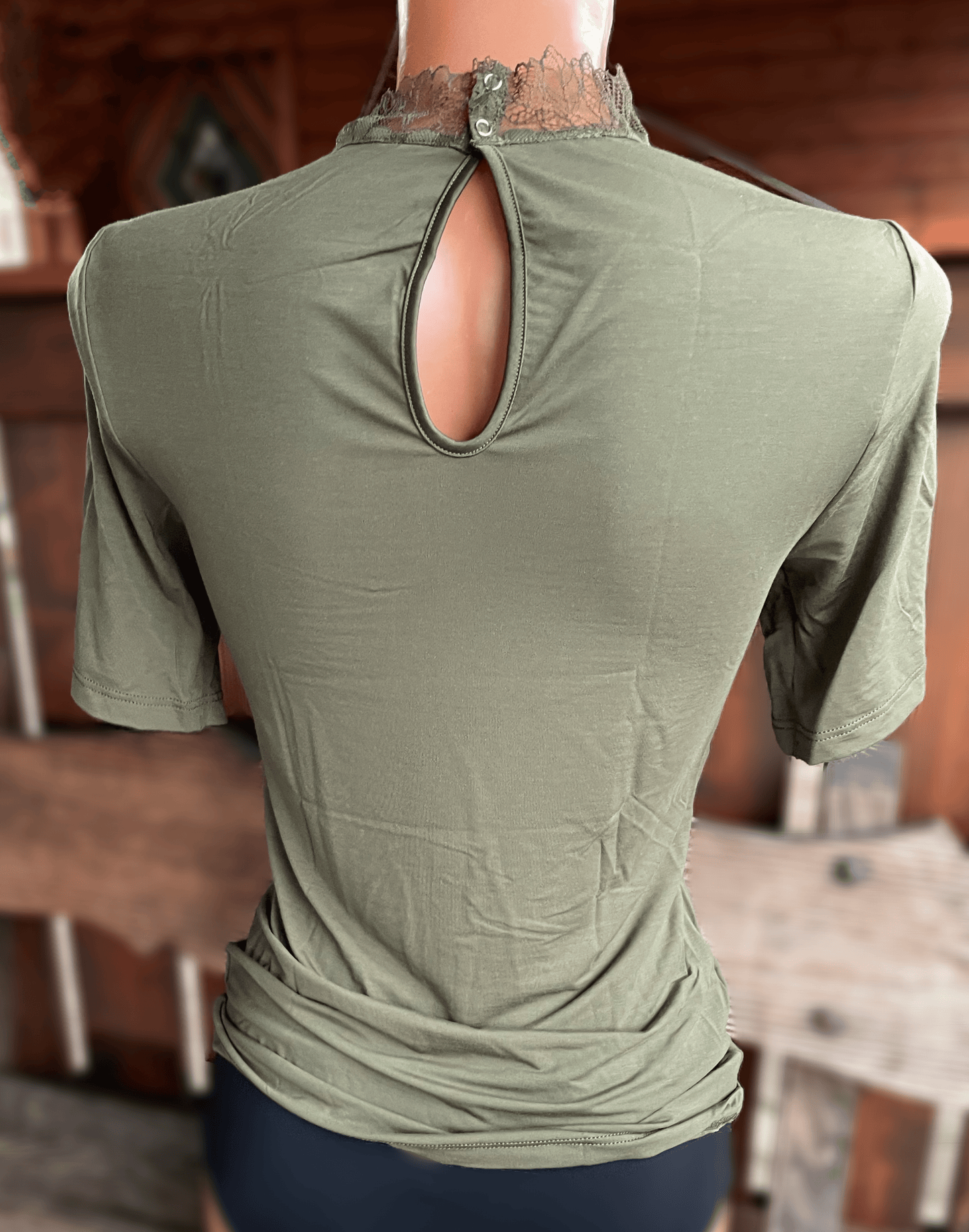 Trachtenbluse, Modal Shirt, Nina von C., moosgrün, hochgeschlossen Shirt Nina von C.