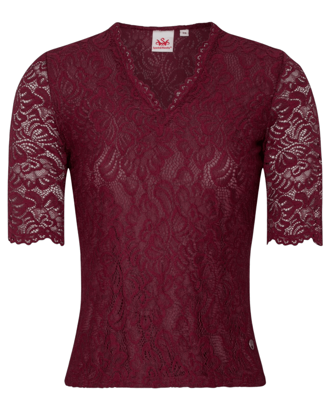 Trachtenbluse, Spieth & Wensky, Arktis, dunkelrot V-Ausschnitt Bluse Spieth & Wensky