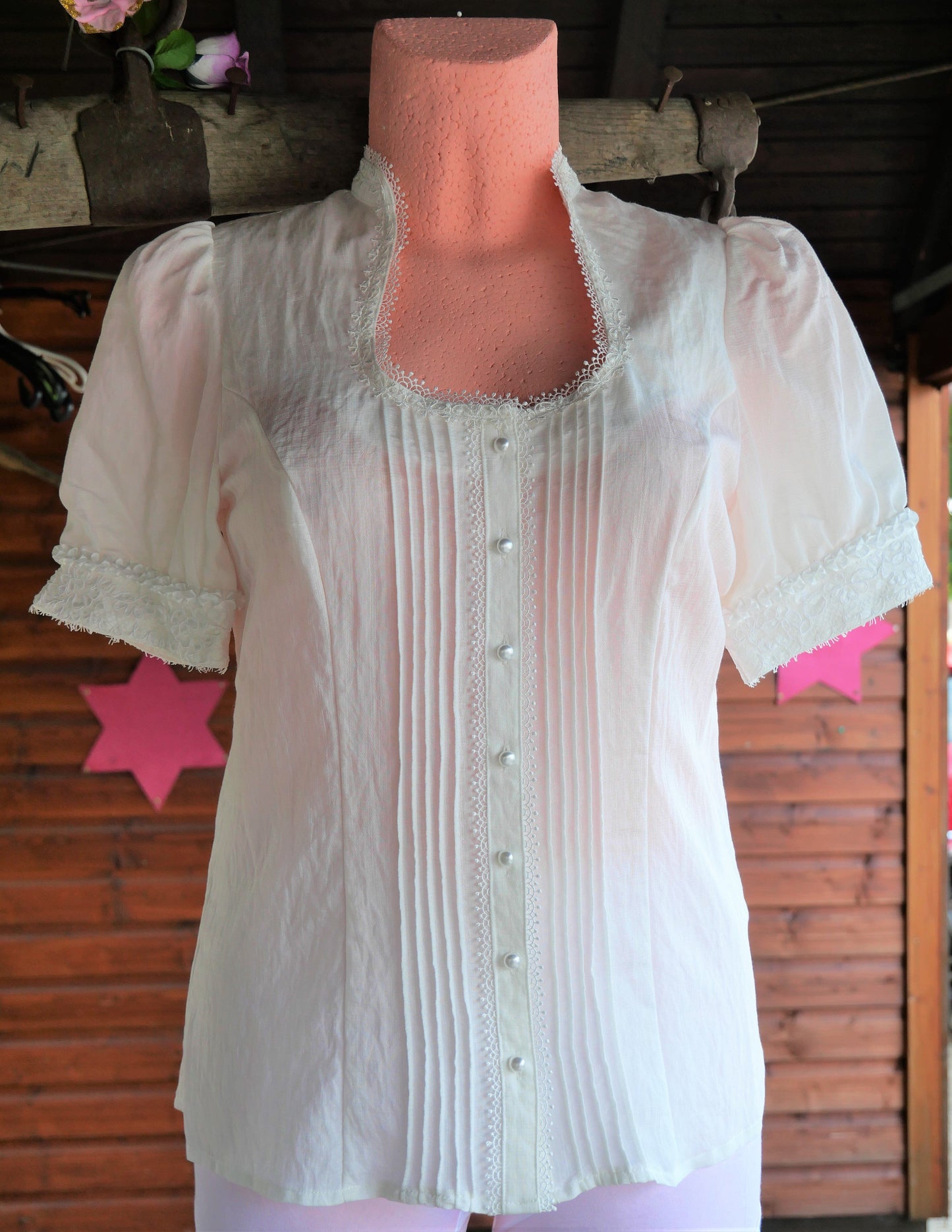 Trachtenbluse, Trachtenbluse, Krüger, Sue, ecru Bluse Krüger