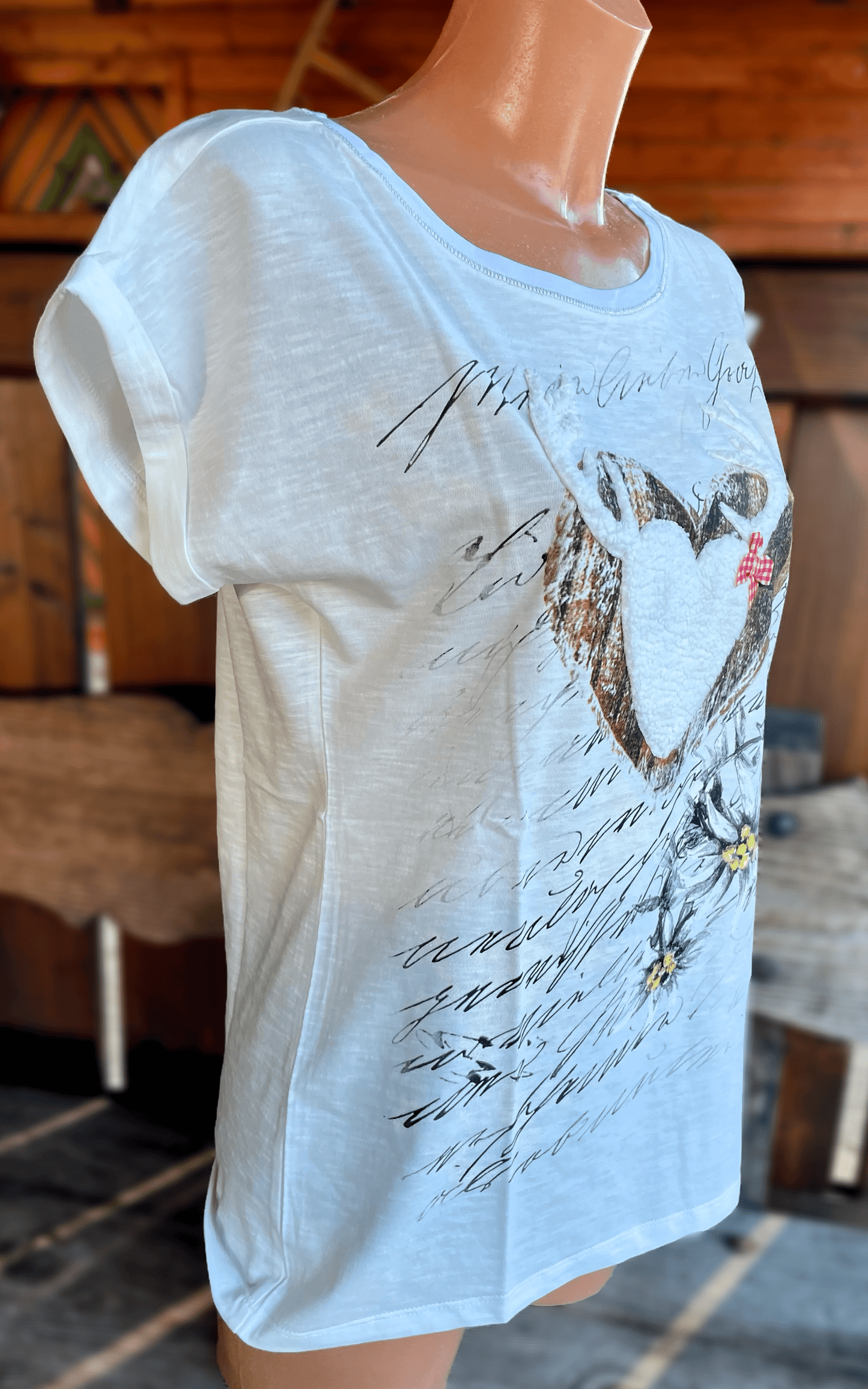Trachtenshirt, HangOwear, Anabel, weiß, Hirsch Shirt HangOwear