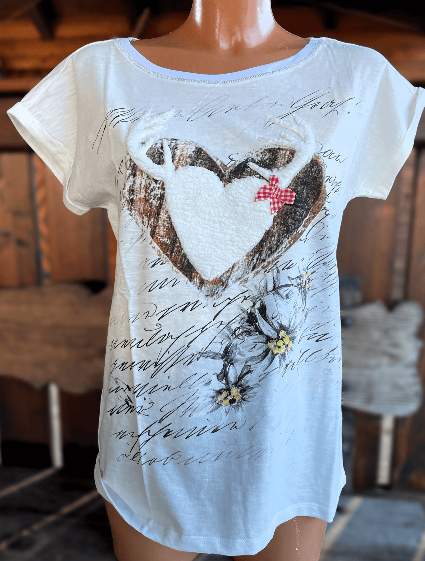 Trachtenshirt, HangOwear, Anabel, weiß, Hirsch Shirt HangOwear