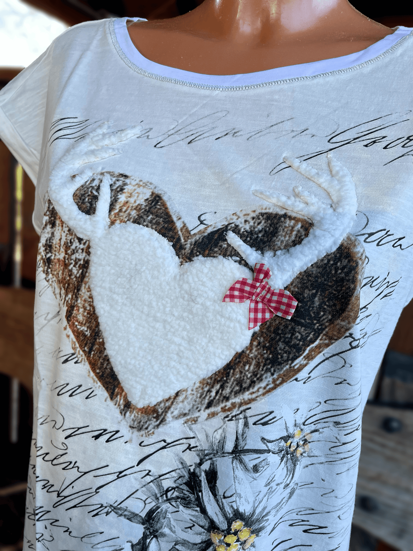 Trachtenshirt, HangOwear, Anabel, weiß, Hirsch Shirt HangOwear