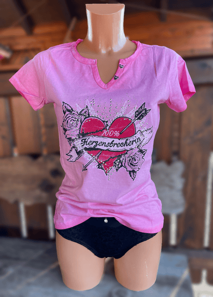 Trachtenshirt, HangOwear, Anni, rot, pink, Herz Shirt HangOwear 