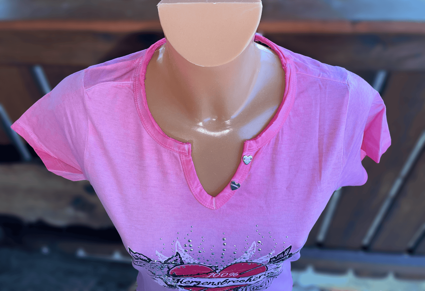 Trachtenshirt, HangOwear, Anni, rot, pink, Herz Shirt HangOwear