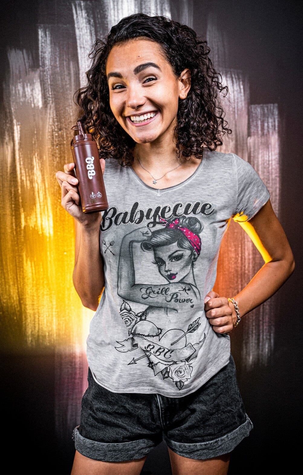 Trachtenshirt, HangOwear, Babyecue, greige, Grill Shirt HangOwear