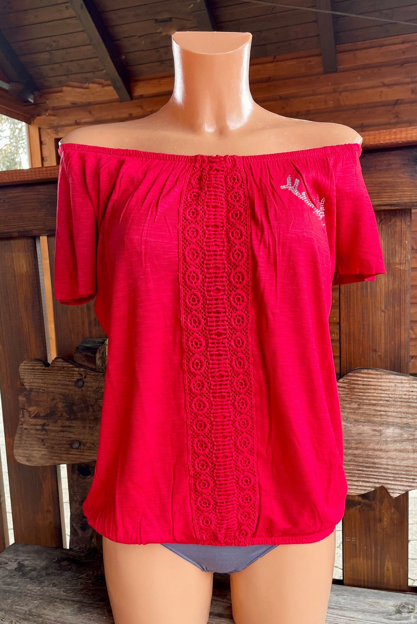 Trachtenshirt, HangOwear, Johanna, rot, Carmen Shirt HangOwear