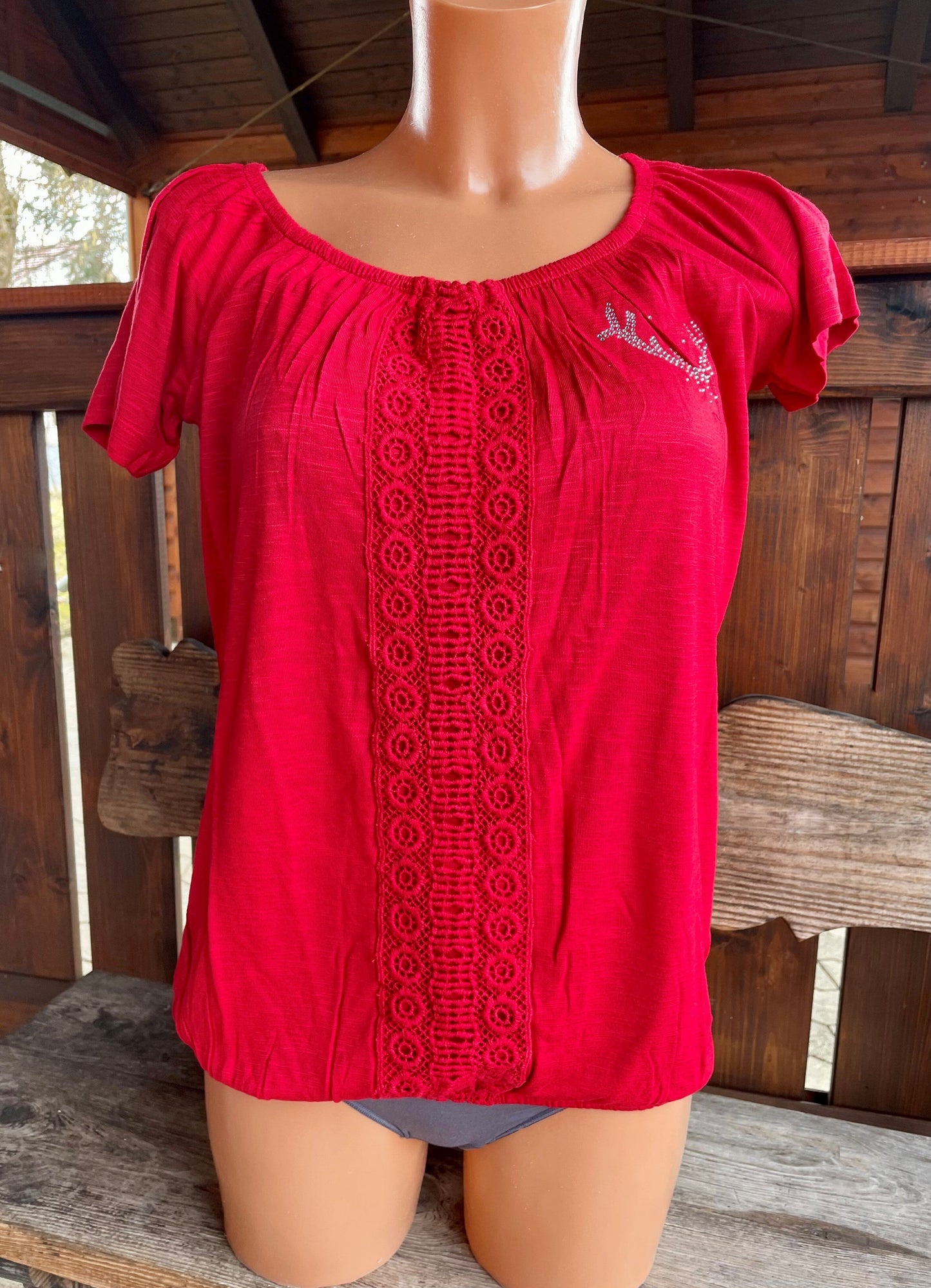 Trachtenshirt, HangOwear, Johanna, rot, Carmen Shirt HangOwear