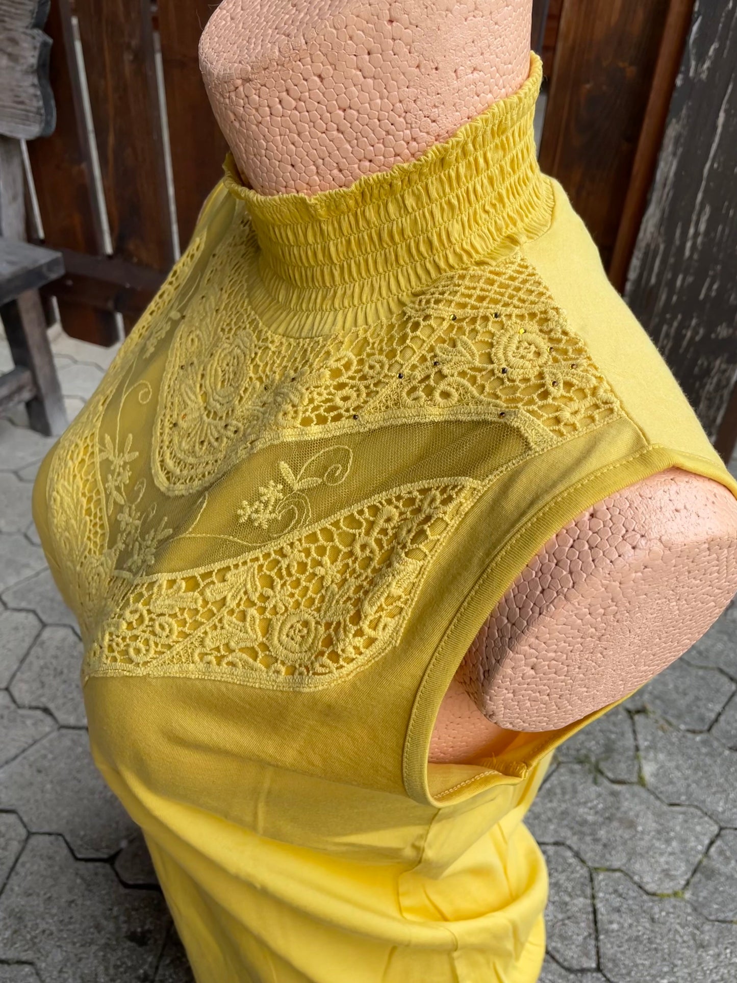 Trachtenshirt, HangOwear, Yonca, Top, gelb, Spitze Shirt HangOwear