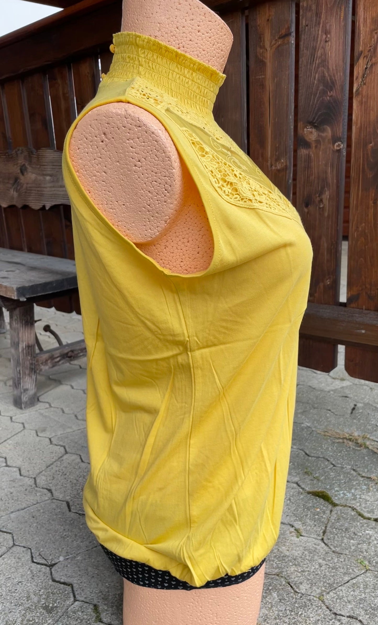 Trachtenshirt, HangOwear, Yonca, Top, gelb, Spitze Shirt HangOwear