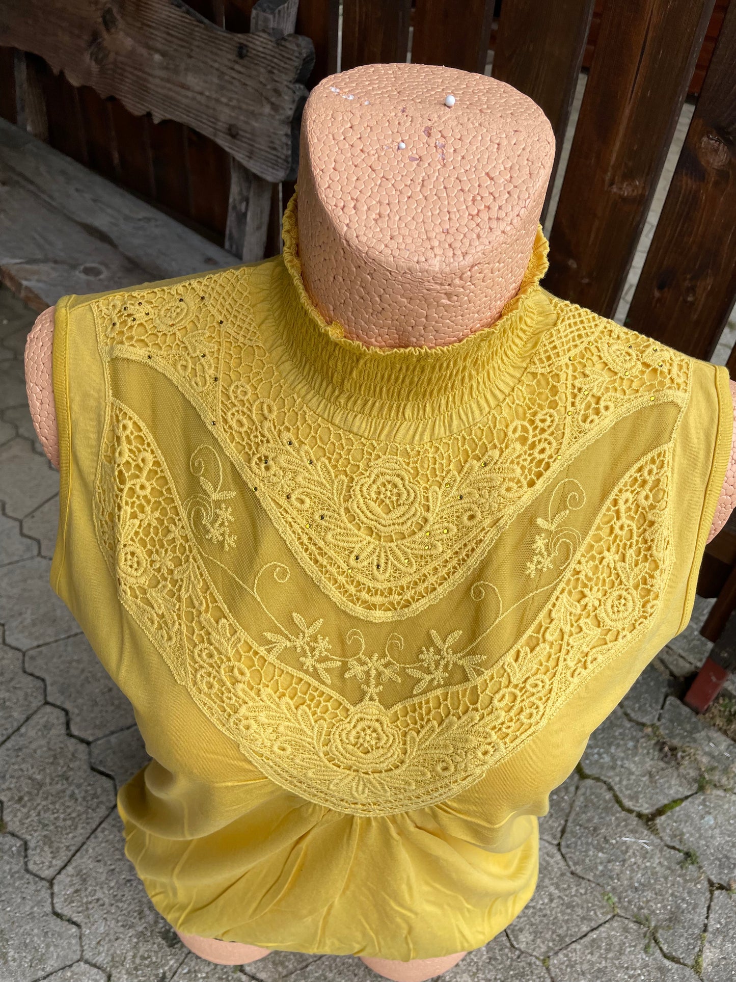 Trachtenshirt, HangOwear, Yonca, Top, gelb, Spitze Shirt HangOwear